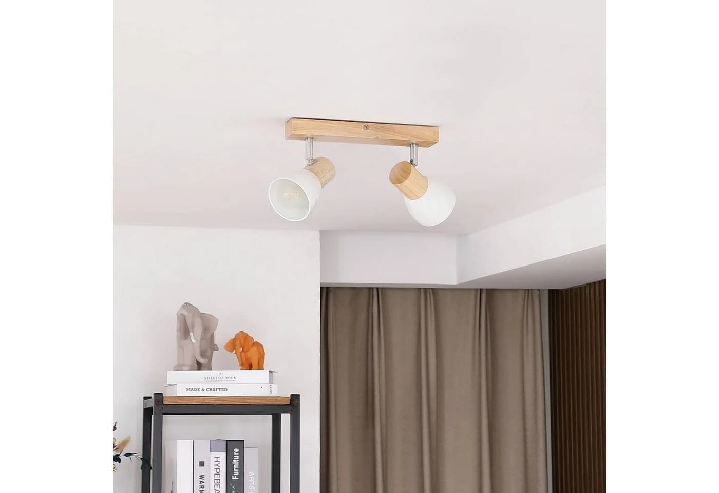 Lindby Deckenstrahler Thorin Weiß Holz IP20 - Bild 3