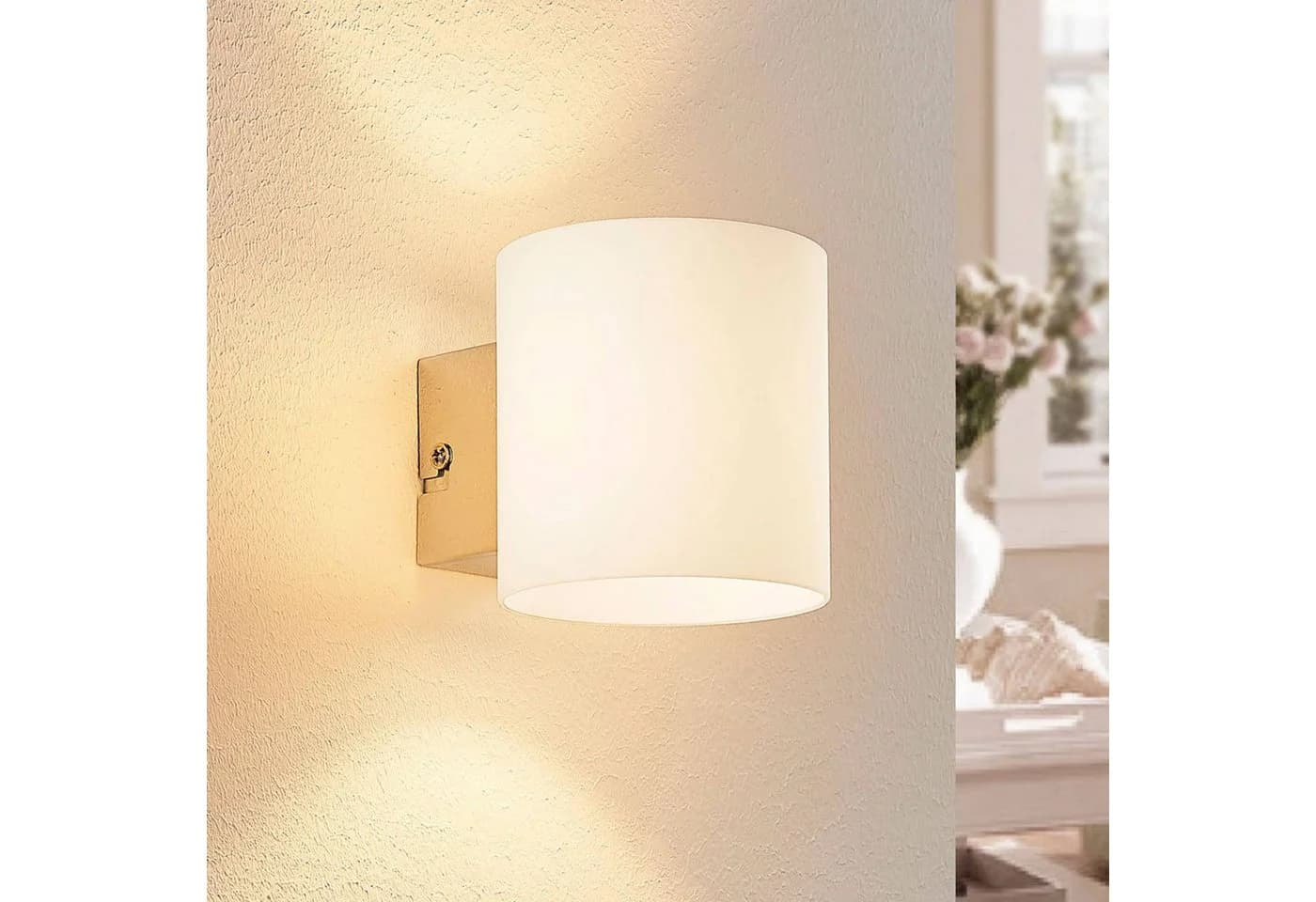 Lindby Wandleuchte Gerrit Weiß Glas IP20 1x5W LED