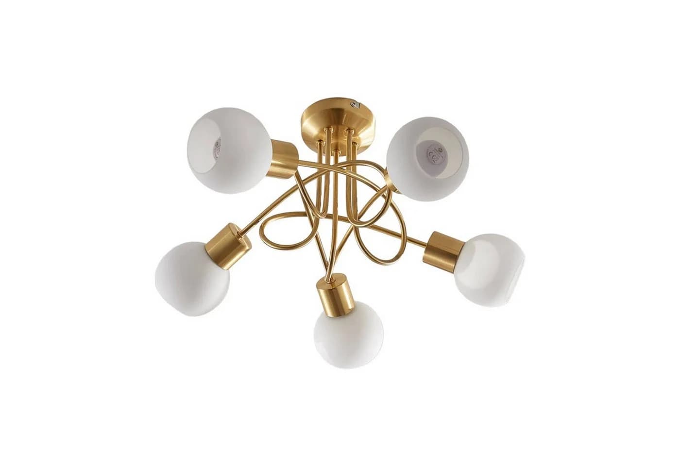 Lindby Deckenlampe Elaina 50cm 5-flg. Messing Glas E14 - Bild 2