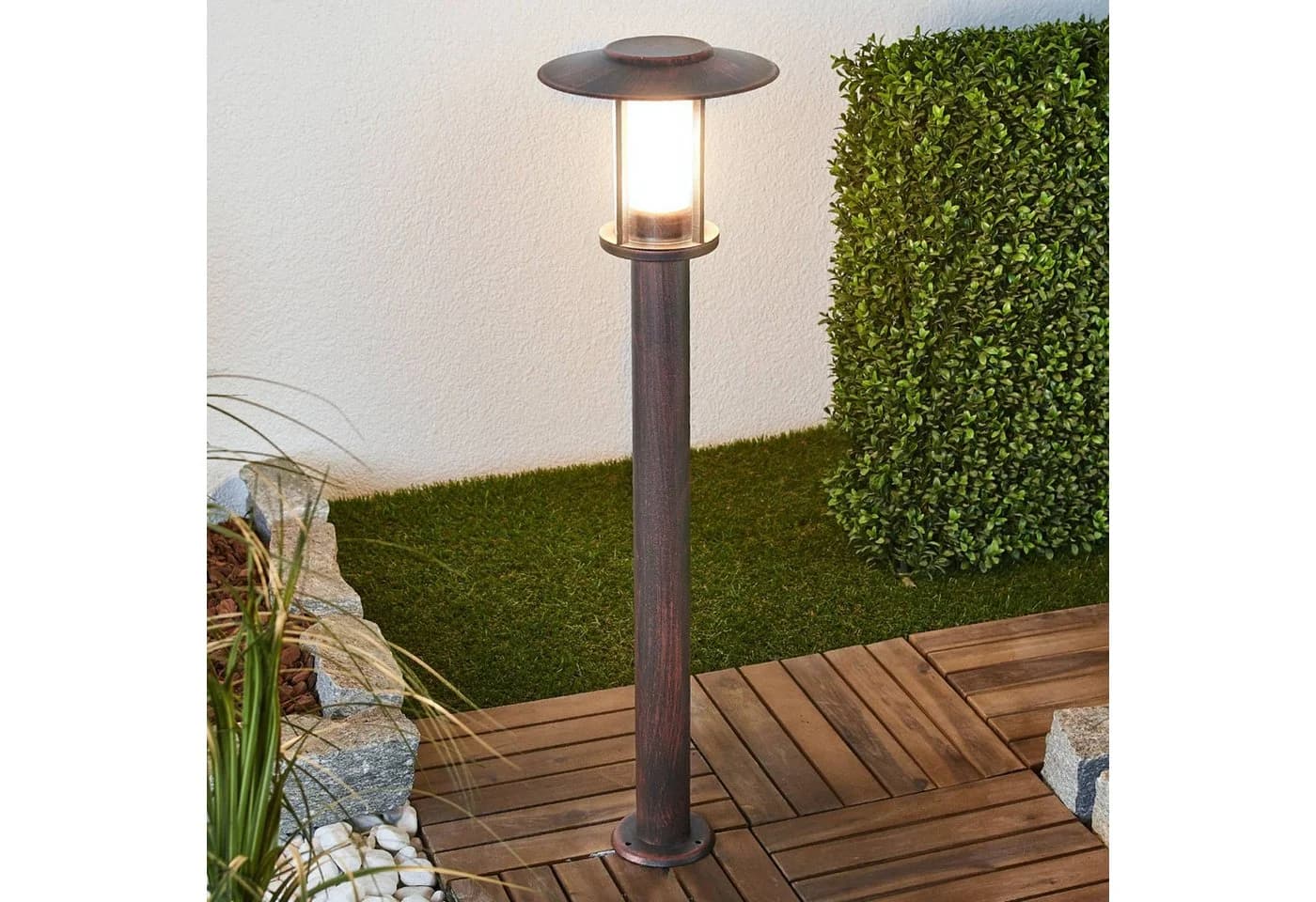 Lindby LED-Wegeleuchte Pavlos 76 cm Rostfarben Edelstahl