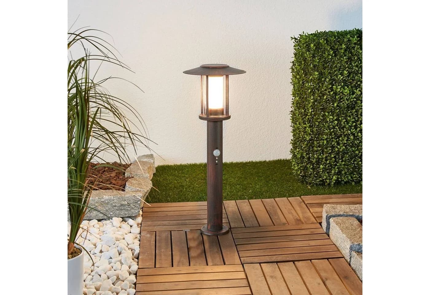 Lindby LED-Sockelleuchte Pavlos 55 cm Rostfarben Sensor - Bild 3