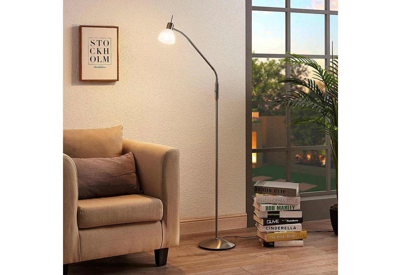 Lindby Stehlampe Gwendolin, Metall, Alu, IP20, 1x8W LED