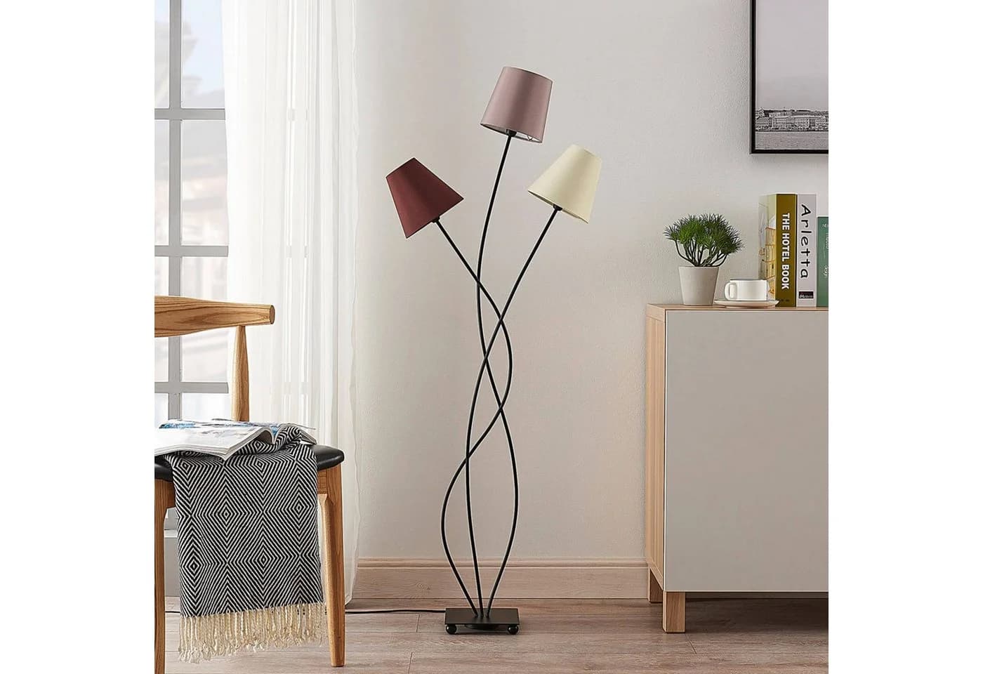 Lindby Stehleuchte Melis 130 cm Dreiflammig Textil - Bild 3