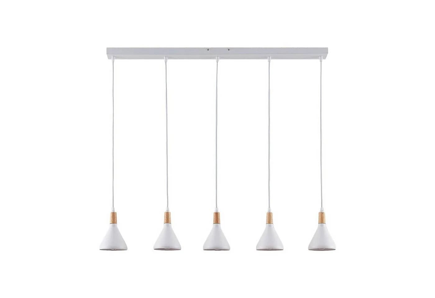Lindby Hängeleuchte Arina Weiß Metall Holz IP20 5x10W LED - Bild 2