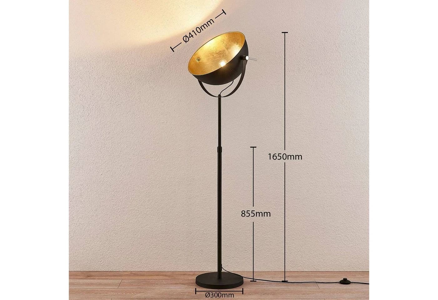 Lindby Stehleuchte Muriel Schwarz/Gold Metall - Bild 4