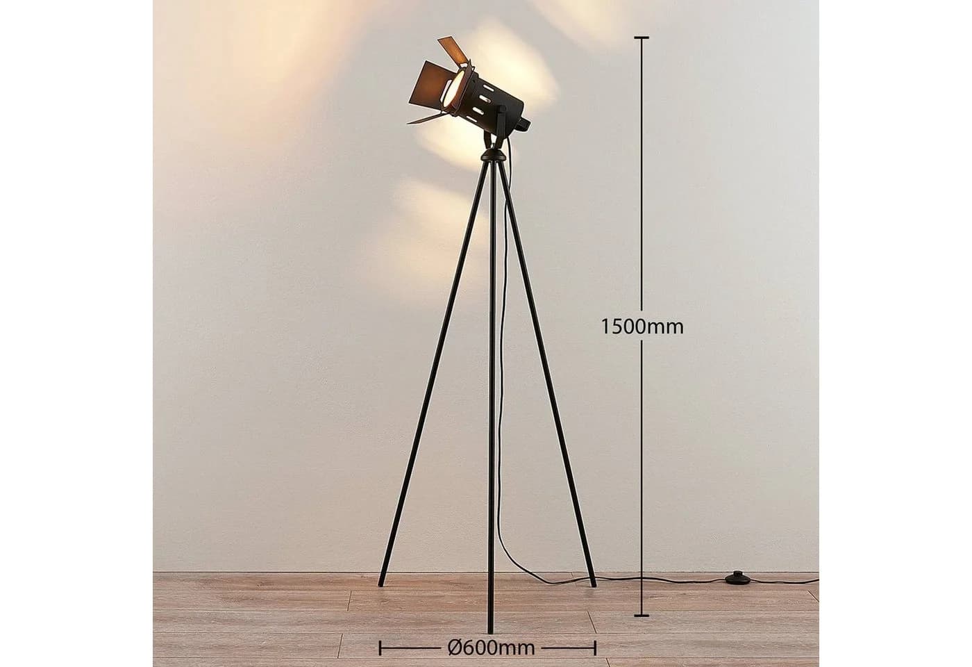 Lindby Stehlampe Devon, Metall, Schwarz, 1 x 60 W - Bild 5