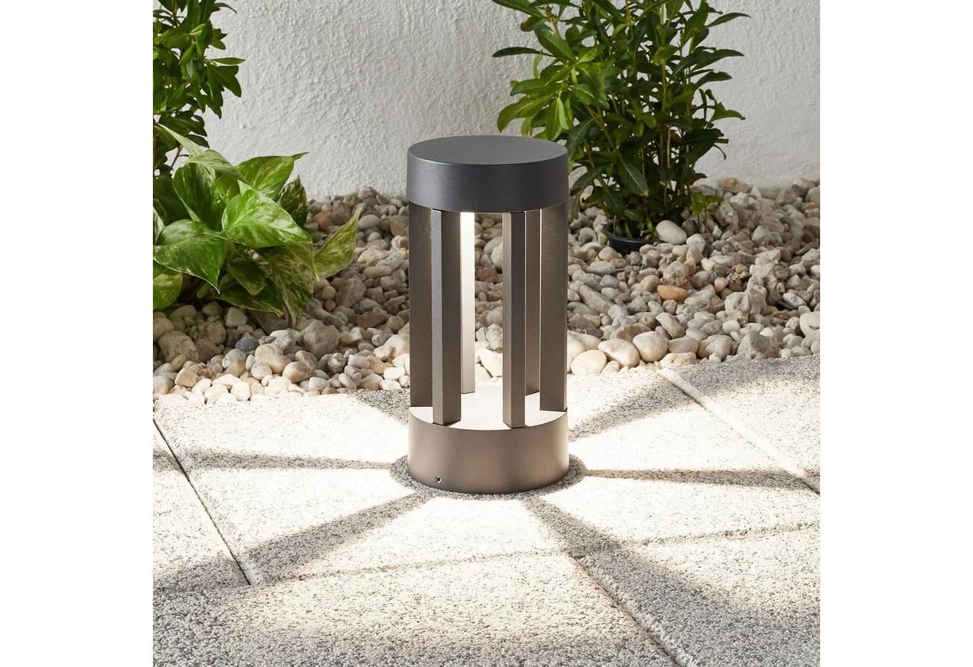 Lindby LED-Sockelleuchte Jordis 22 cm Anthrazit Aluminium