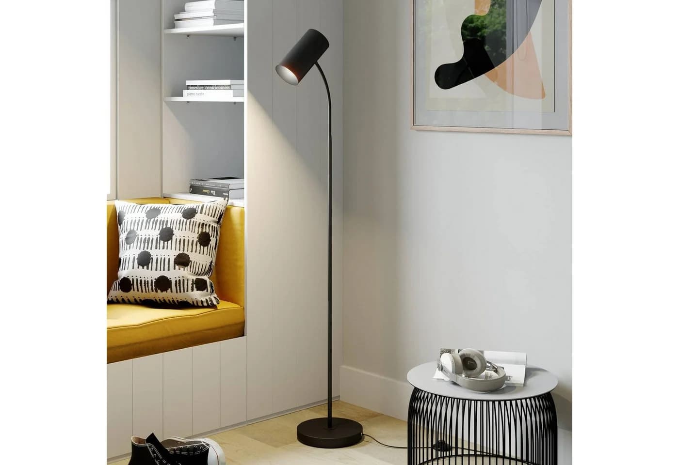 Lindby Stehlampe Karoli Metall Schwarz Flexarm