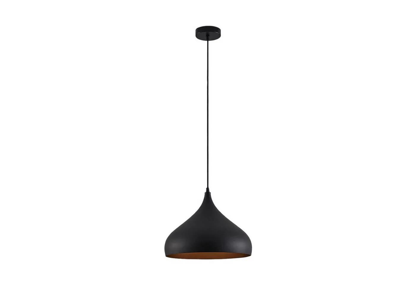 Lindby Hängelampe Ritana Schwarz-Gold Metall Ø 31cm E27 - Bild 2