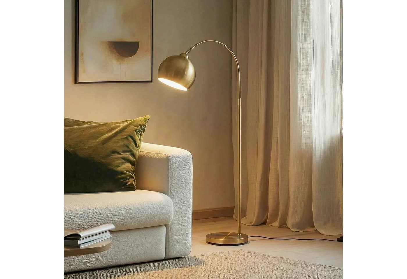 Lindby Stehlampe Moisia Metall Gold Messing LED 15W
