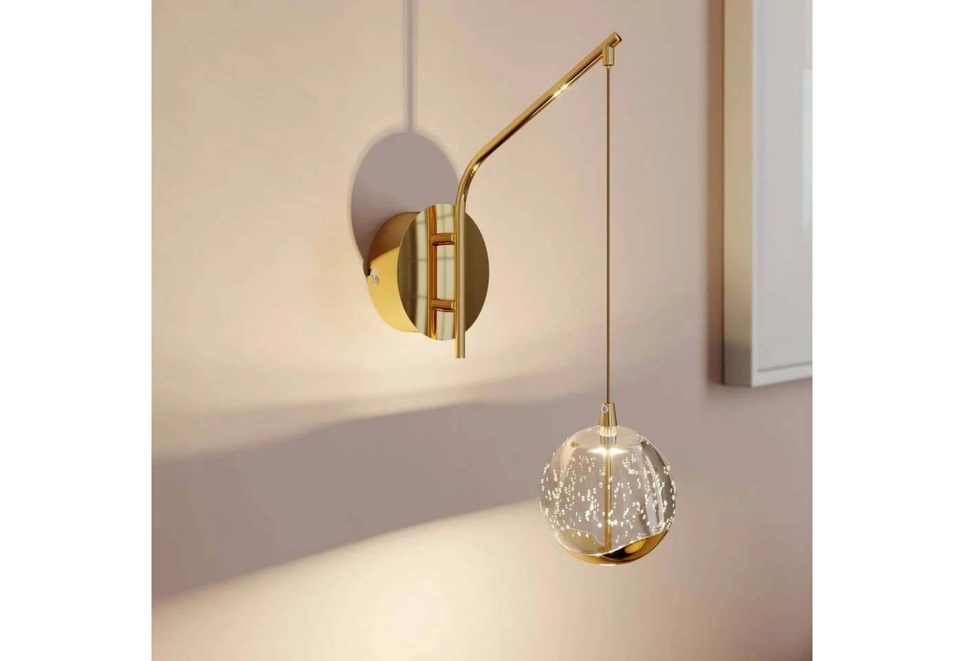 Lucande LED-Wandlampe Hayley Goldfarben Glas