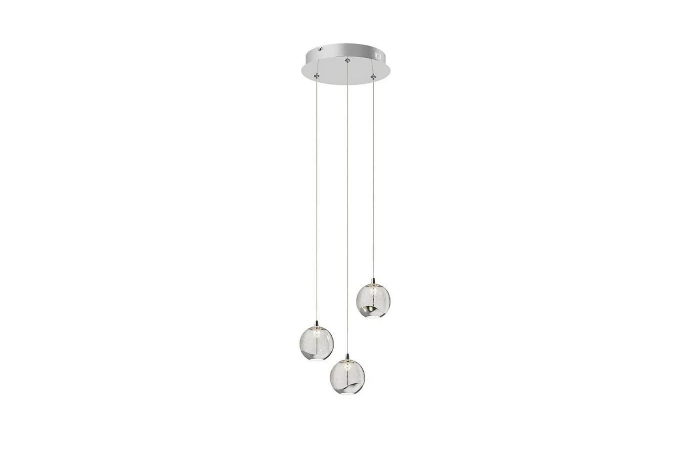 Lucande LED-Pendellampe Hayley Ø 25 cm 3-flg. Chrom Glas - Bild 2