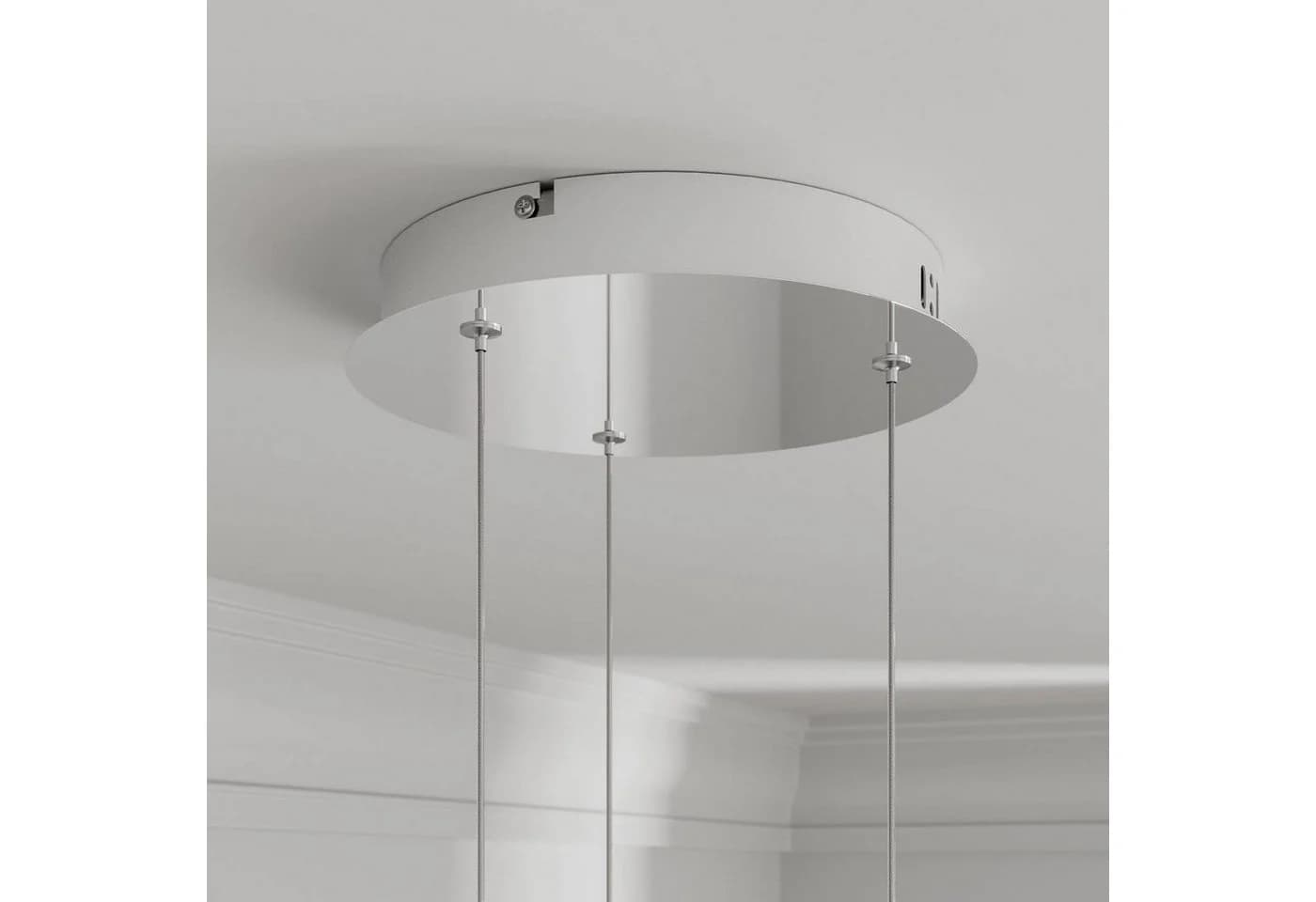 Lucande LED-Pendellampe Hayley Ø 25 cm 3-flg. Chrom Glas - Bild 5