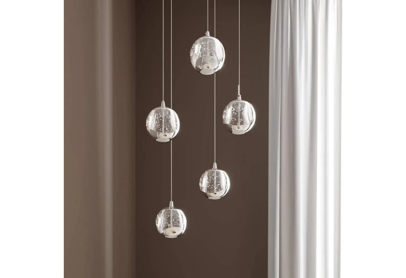 Lucande Hängeleuchte Hayley, 5 x 5 W LED, warmweiß, Glas & Metall - Bild 4