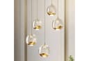 Lucande Hängeleuchte Hayley 5x5W LED Glaskugeln Metalldekor Gold Bild 1