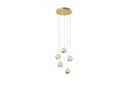 Lucande Hängeleuchte Hayley 5x5W LED Glaskugeln Metalldekor Gold Bild 2
