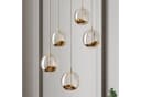 Lucande Hängeleuchte Hayley 5x5W LED Glaskugeln Metalldekor Gold Bild 4