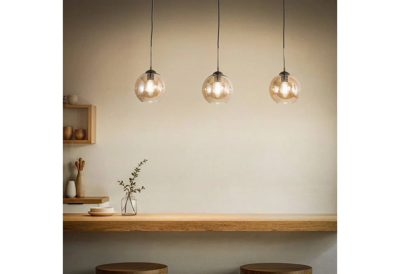 Lindby Hängeleuchte Sofian 3x60W Glas Creme IP20