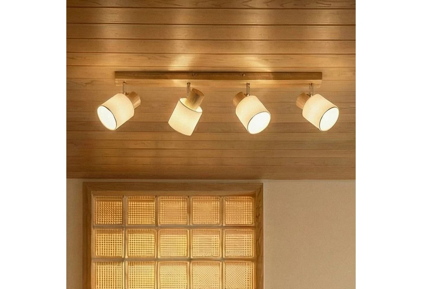 Lindby Wanessa Deckenlampe Modern Holz Weiß 4-Flammig