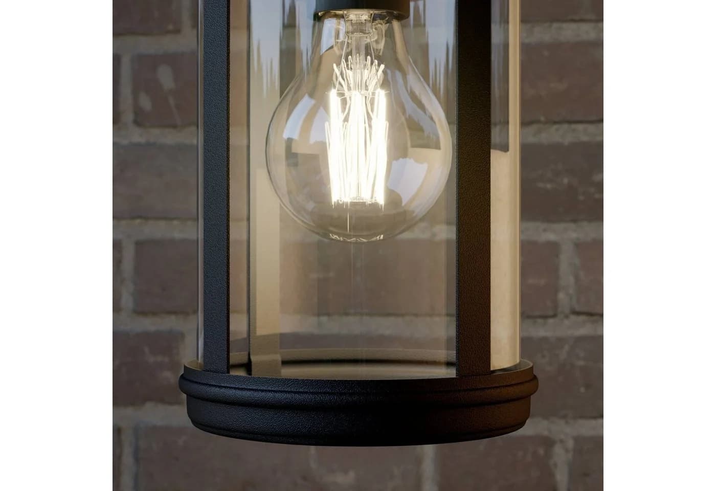 Lindby Außenwandleuchte Zayn, Schwarz, Glas, Laternenform - Bild 5