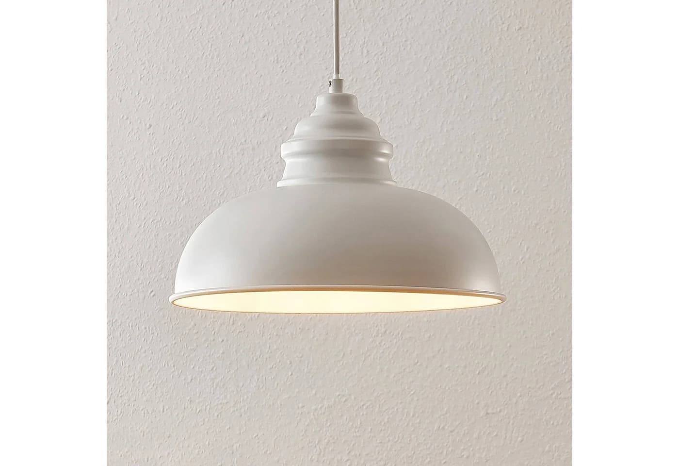 Lindby Hängeleuchte Cliona, weiß, Metall, Ø 31 cm, E27