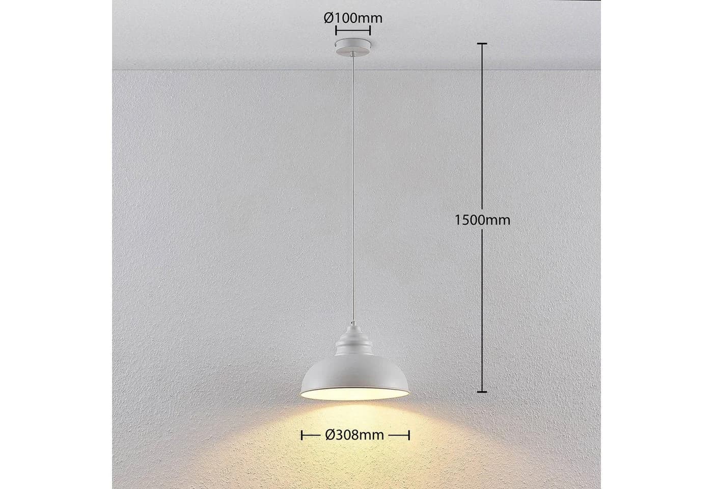 Lindby Hängeleuchte Cliona, weiß, Metall, Ø 31 cm, E27 - Bild 5
