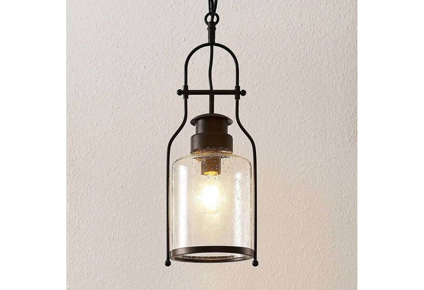 Lindby Hängelampe Rozalie Schwarz Metall Laterne 21cm