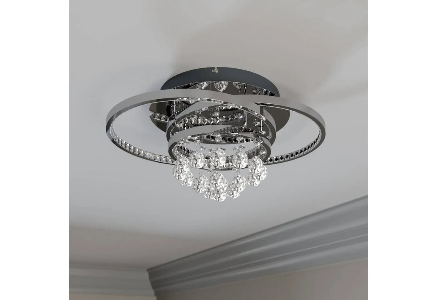 Lucande Deckenleuchte Keely LED 35W Chrom Silber Dimmbar Warmweiß - Bild 4