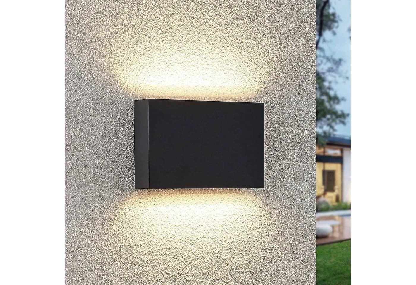 Lindby LED-Außenwandleuchte Jarte 20cm Up/Down Grau IP65