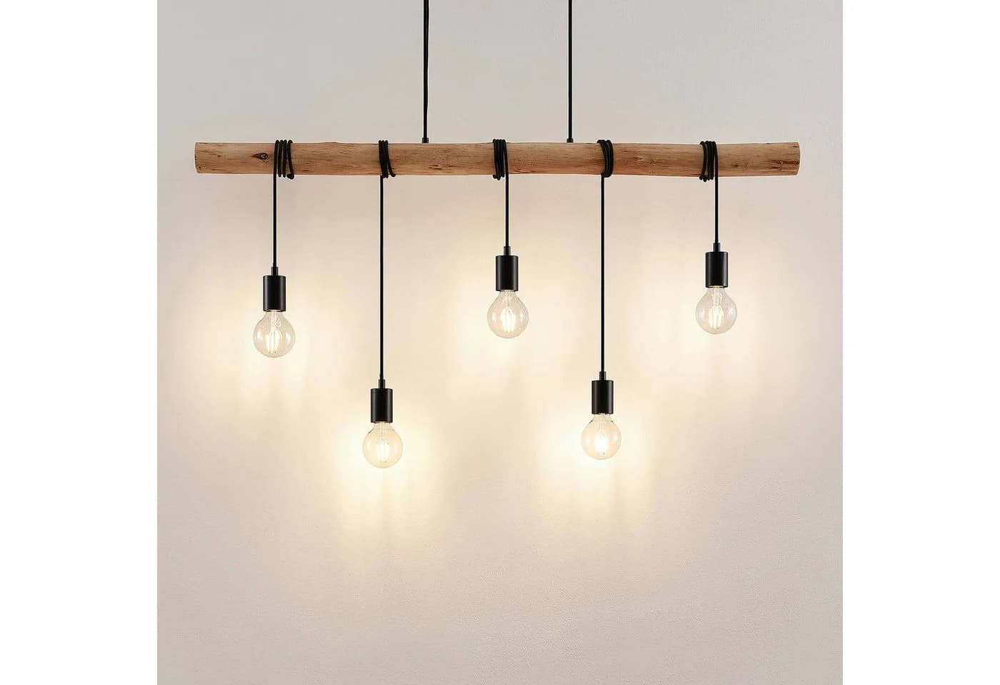 Lindby Hängeleuchte Rom Holz 5x60W IP20 - Bild 4
