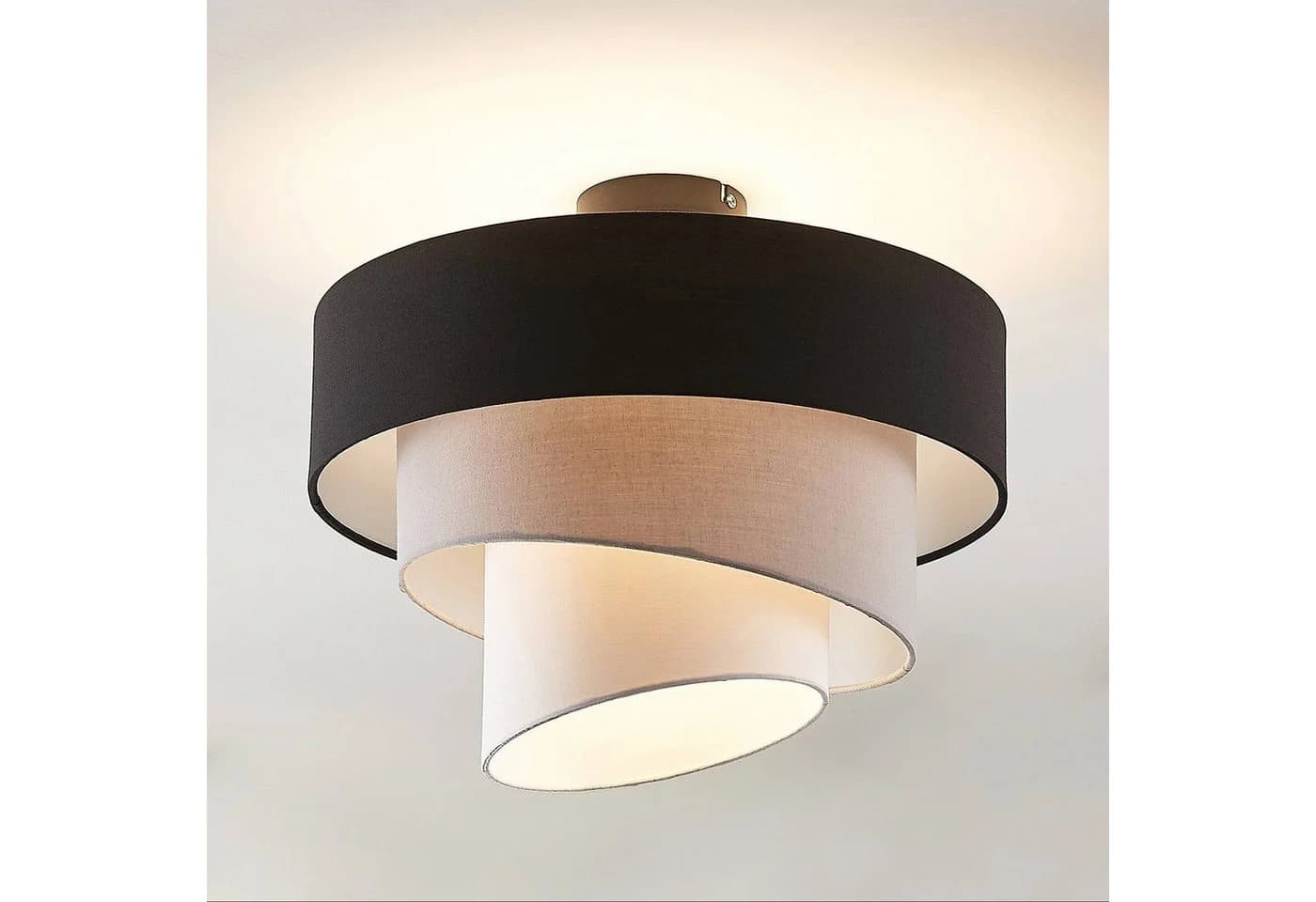 Lindby Deckenlampe Coria Schwarz/Grau/Weiß 40 cm E27