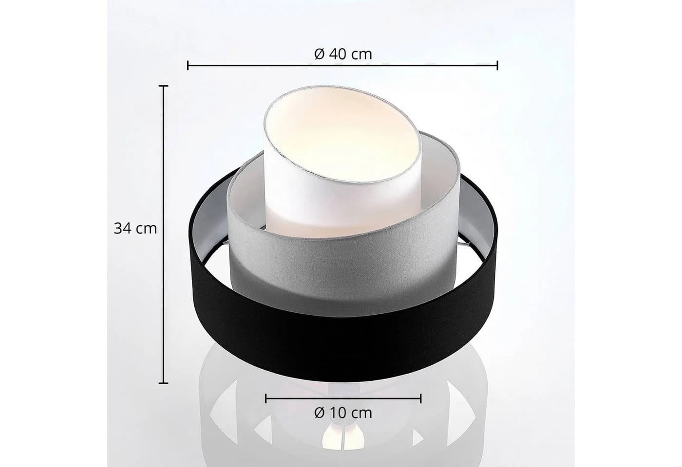 Lindby Deckenlampe Coria Schwarz/Grau/Weiß 40 cm E27 - Bild 4