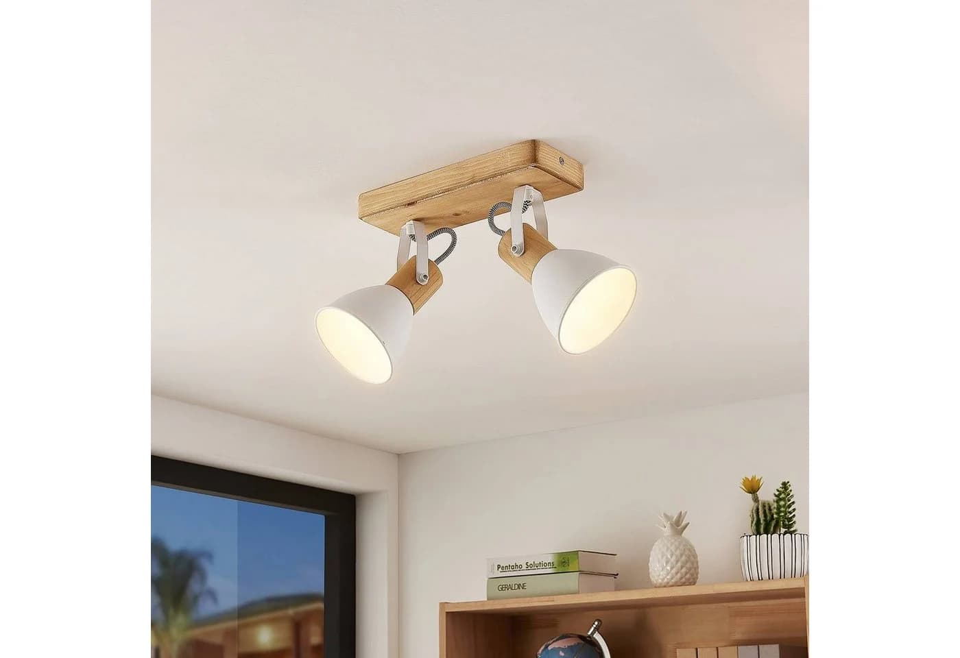 Lindby Deckenstrahler Merela Holz Weiß IP20 2 x 20 W - Bild 3