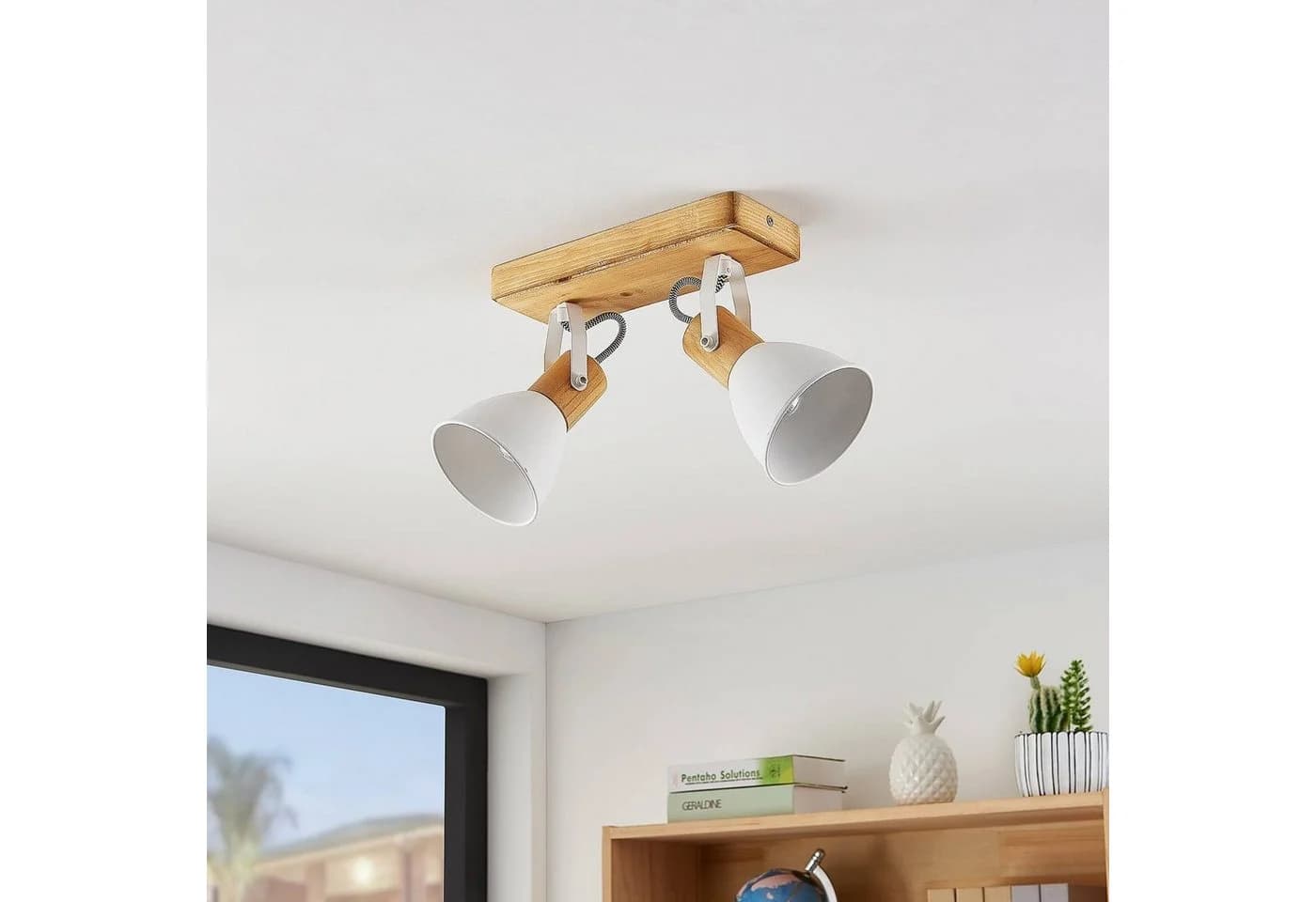 Lindby Deckenstrahler Merela Holz Weiß IP20 2 x 20 W - Bild 4