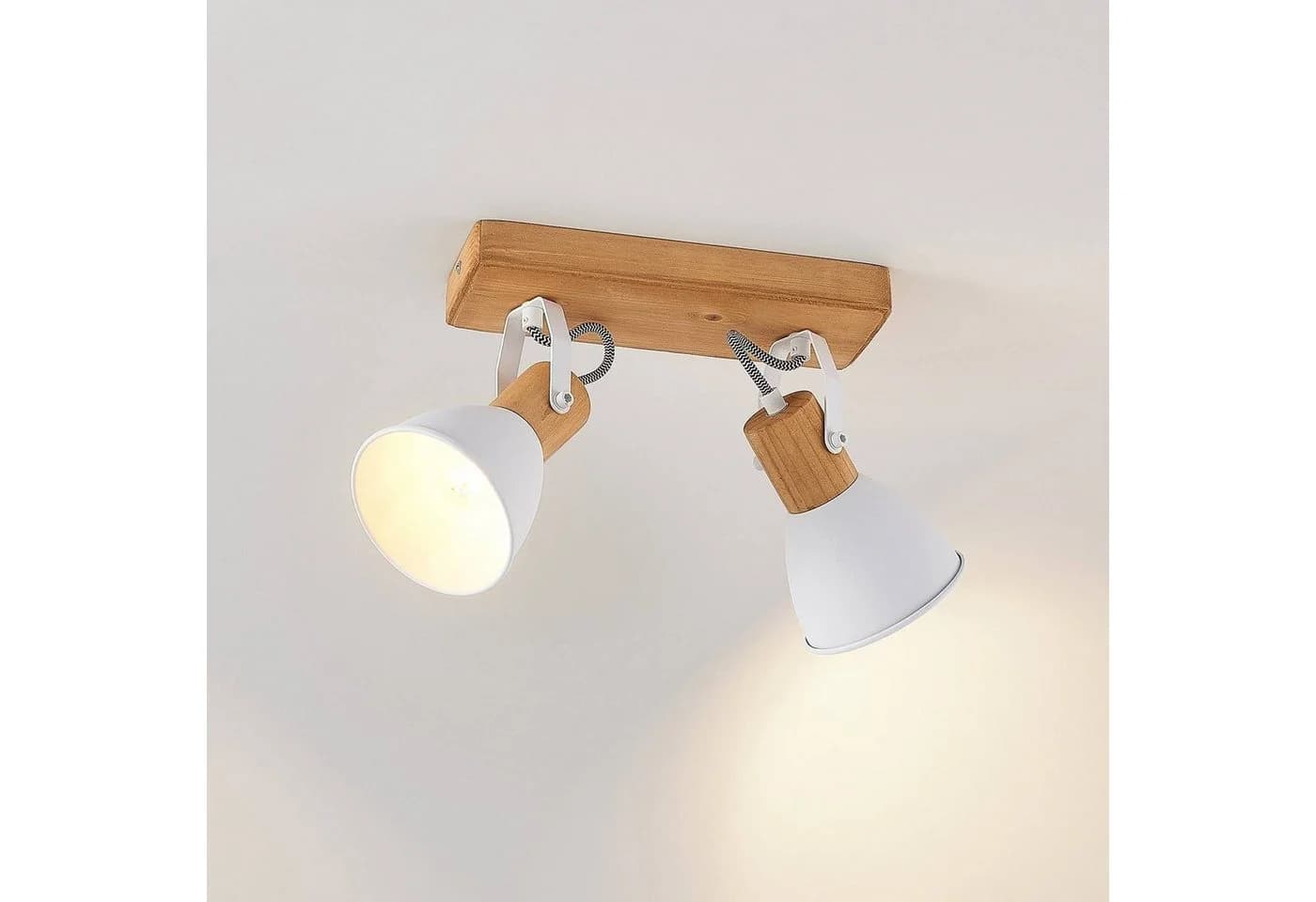 Lindby Deckenstrahler Merela Holz Weiß IP20 2 x 20 W - Bild 5