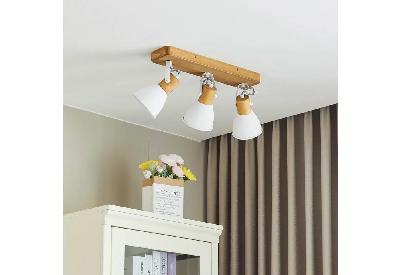 Lindby Deckenstrahler Merela, Holz, 3 x 20 W, Weiß - Bild 3