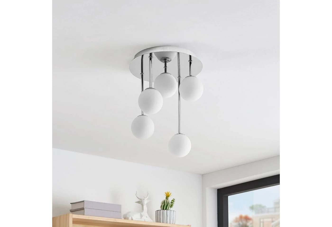 Lindby Deckenleuchte Chrissy Chrom Glas 5 x 8 W Modern - Bild 4