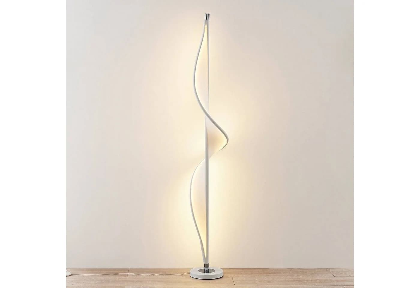 Lucande LED-Stehlampe Edano, 154 cm, Weiß, Textil, Dimmbar - Bild 4
