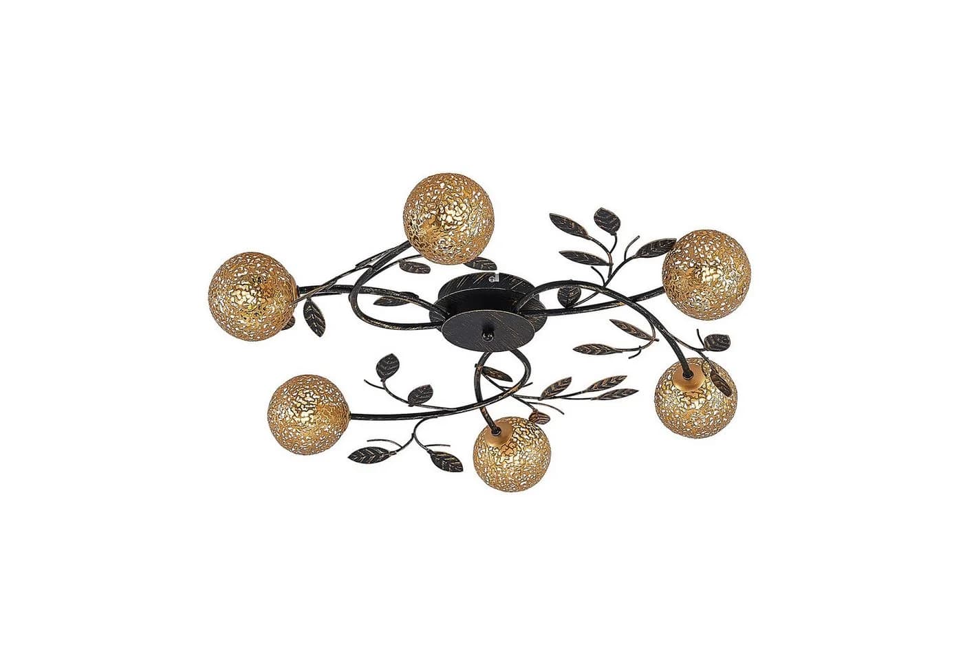 Lucande Deckenlampe Evory Ø 69 cm 6-flg. Schwarz/Gold G9 - Bild 2