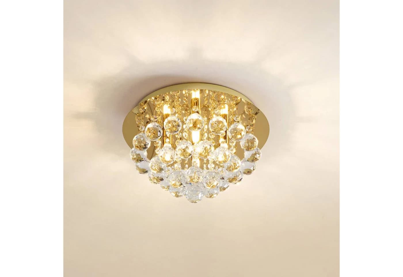 Lindby Deckenleuchte Gillion Gold Messing Kristalle LED IP20