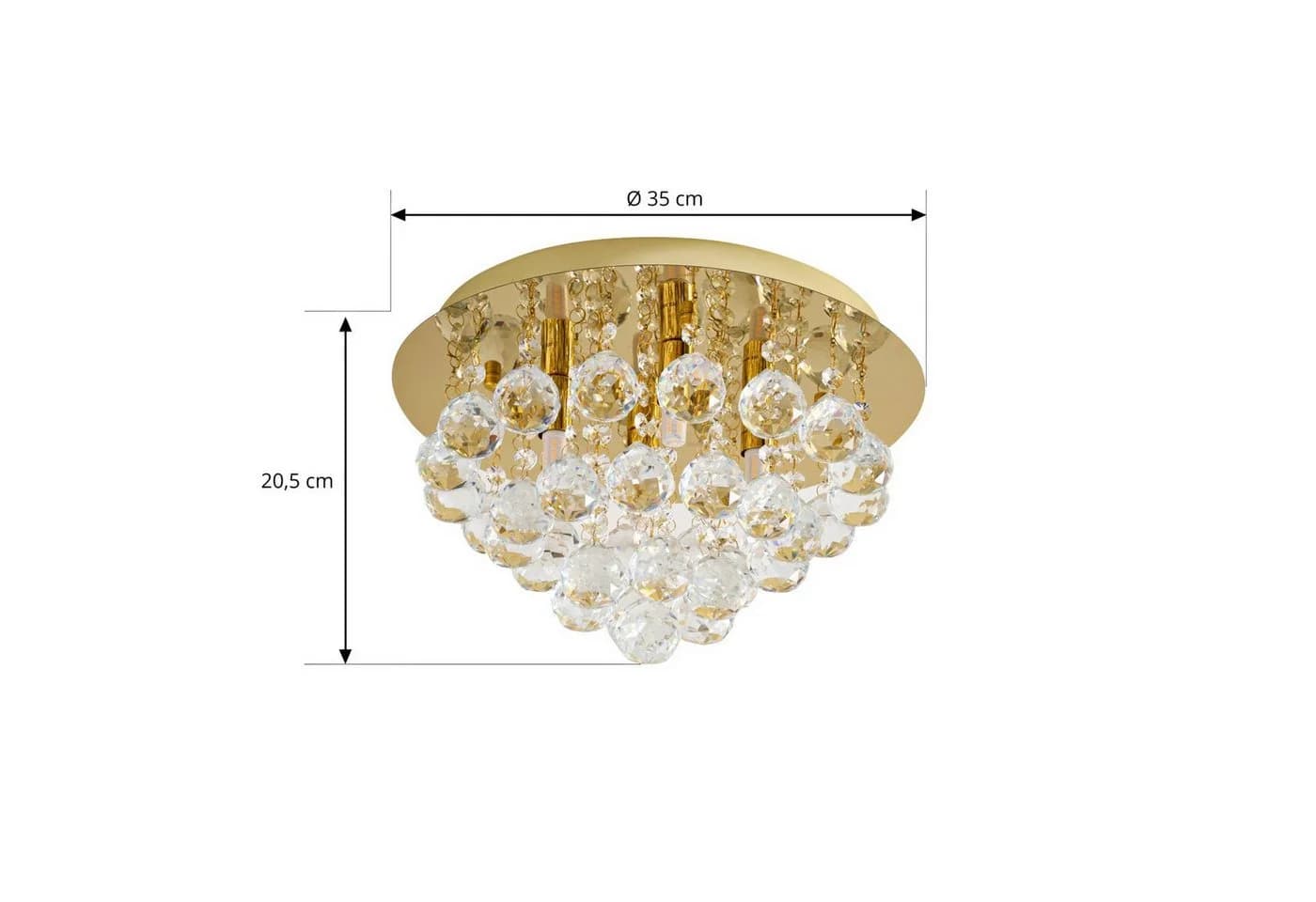 Lindby Deckenleuchte Gillion Gold Messing Kristalle LED IP20 - Bild 5