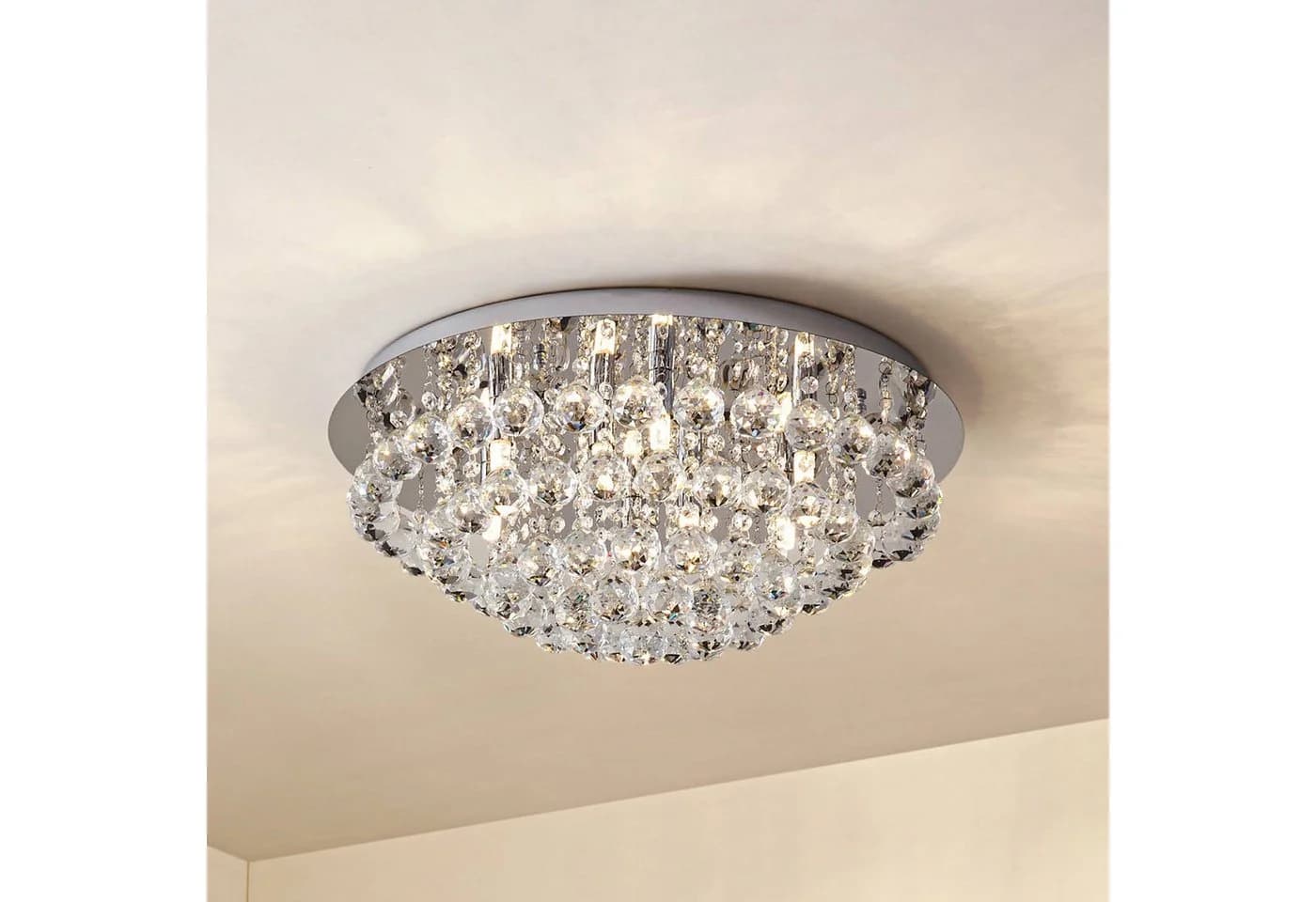 Lindby Deckenleuchte Antonino Chrom 8x40W LED mit Kristallelementen