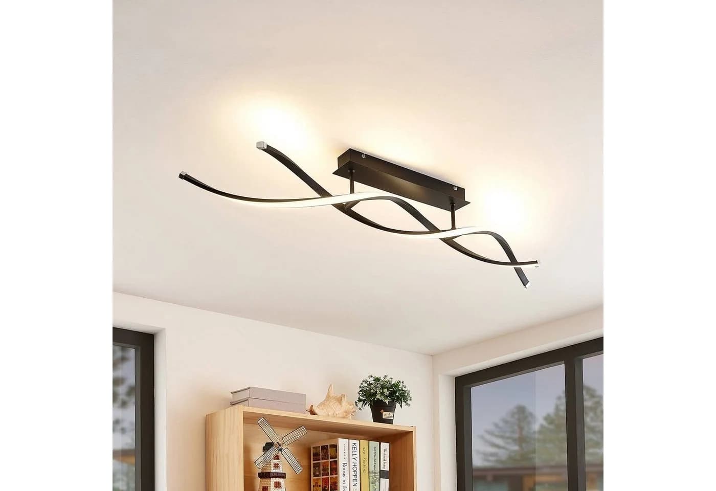 Lindby Deckenleuchte Welina LED 20W Schwarz Dimmbar Warmweiß - Bild 3