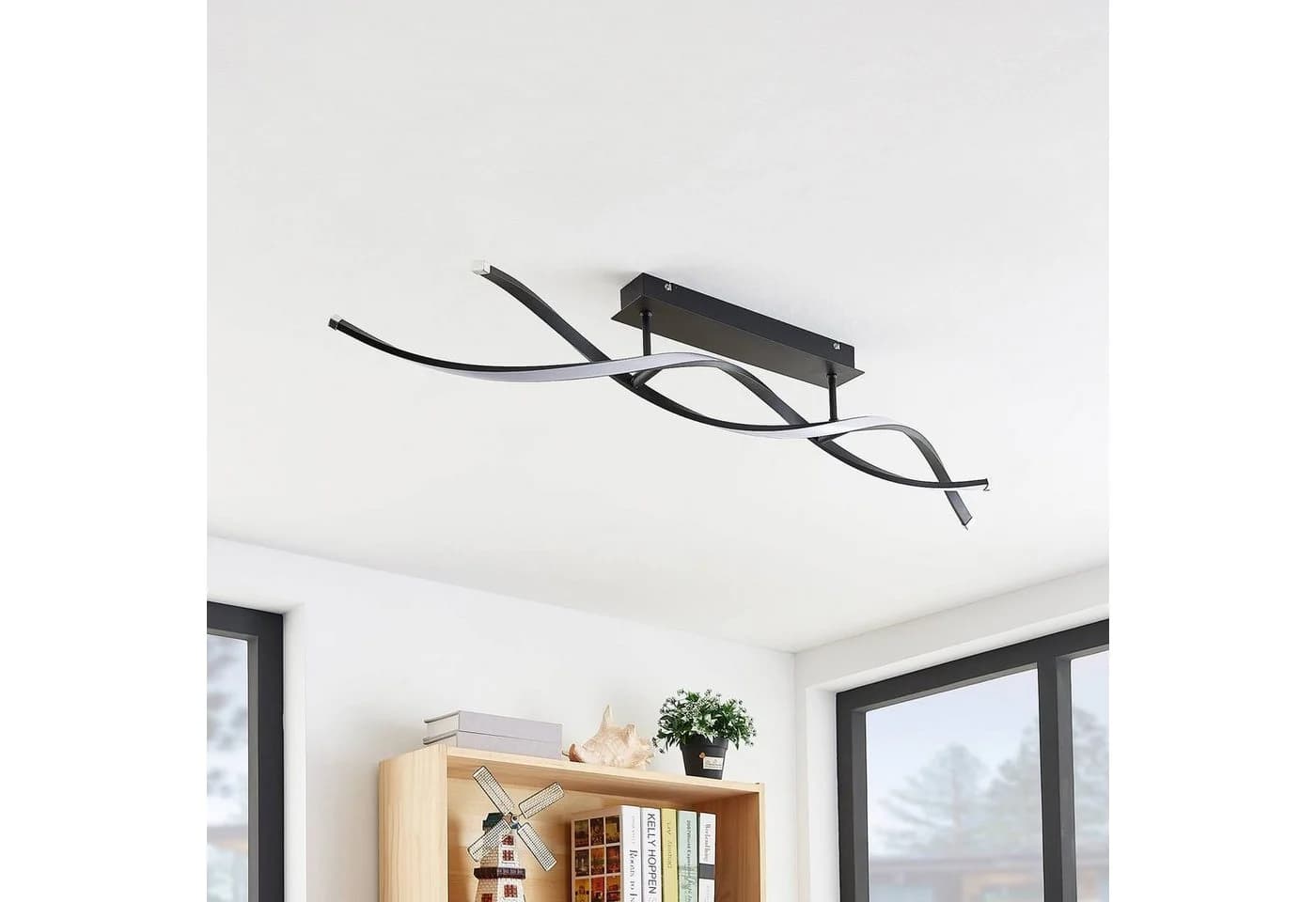 Lindby Deckenleuchte Welina LED 20W Schwarz Dimmbar Warmweiß - Bild 4