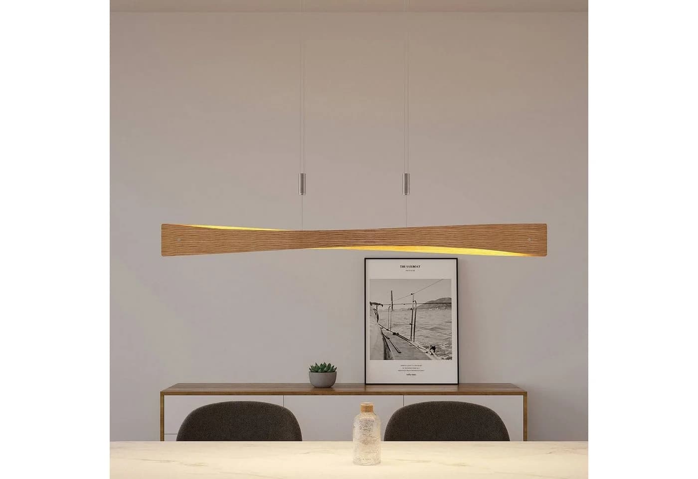 Lindby LED-Hängeleuchte Beazina Eiche Metall 118cm - Bild 5