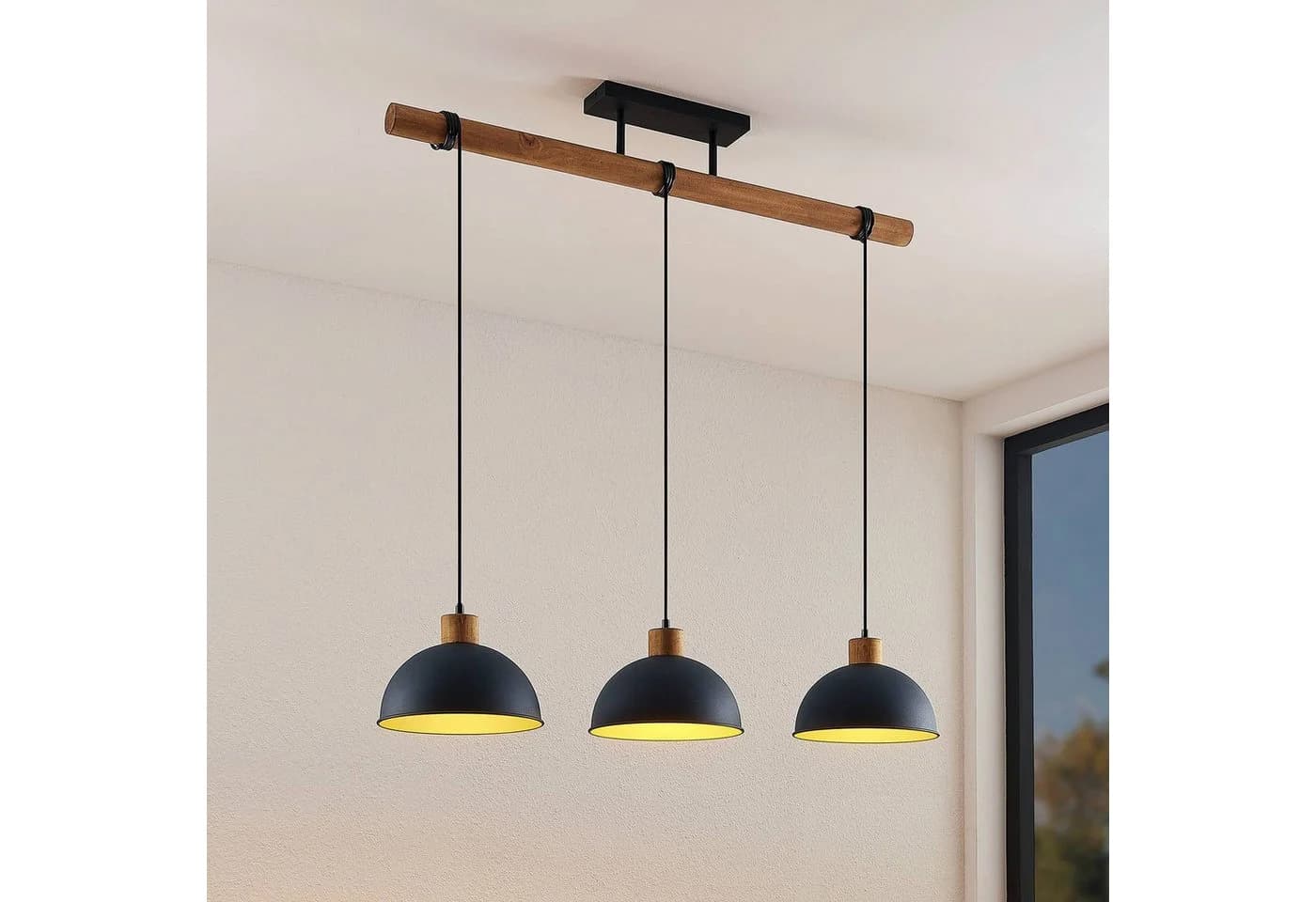 Lindby Flurin Hängeleuchte 3-flg. Schwarz Metall