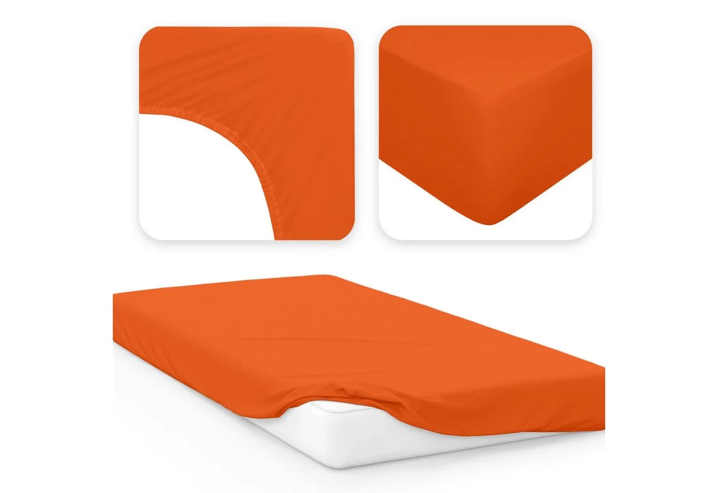 Jacobson Spannbettlaken PREMIUM 200 g/m² Jersey Baumwolle Orange
