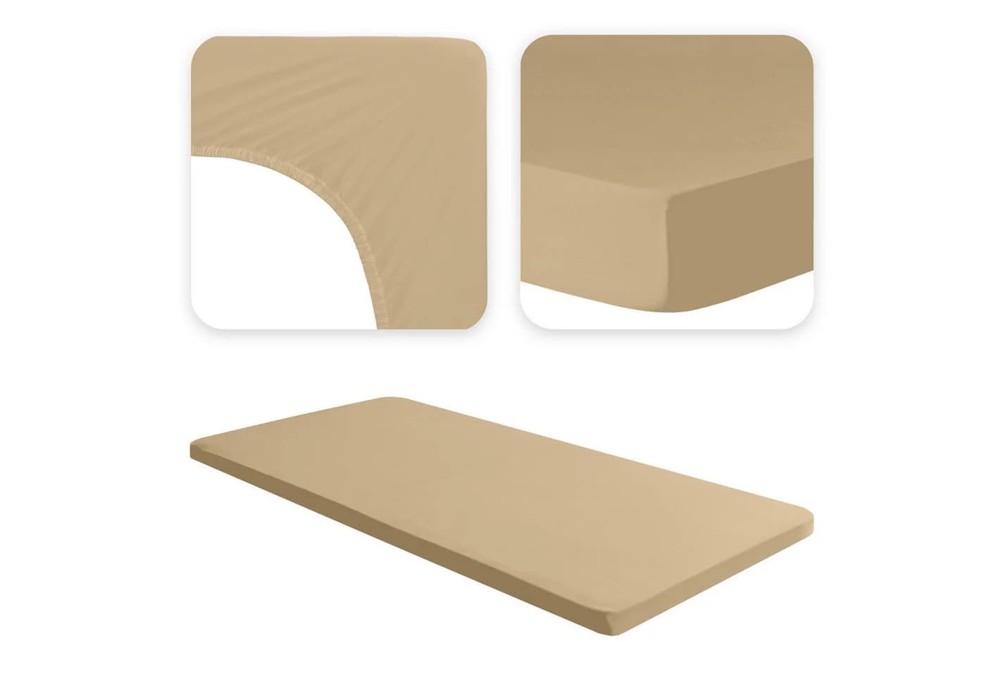 Jacobson Spannbettlaken TOPPER PREMIUM 200 g/m² Jersey Beige - Bild 3