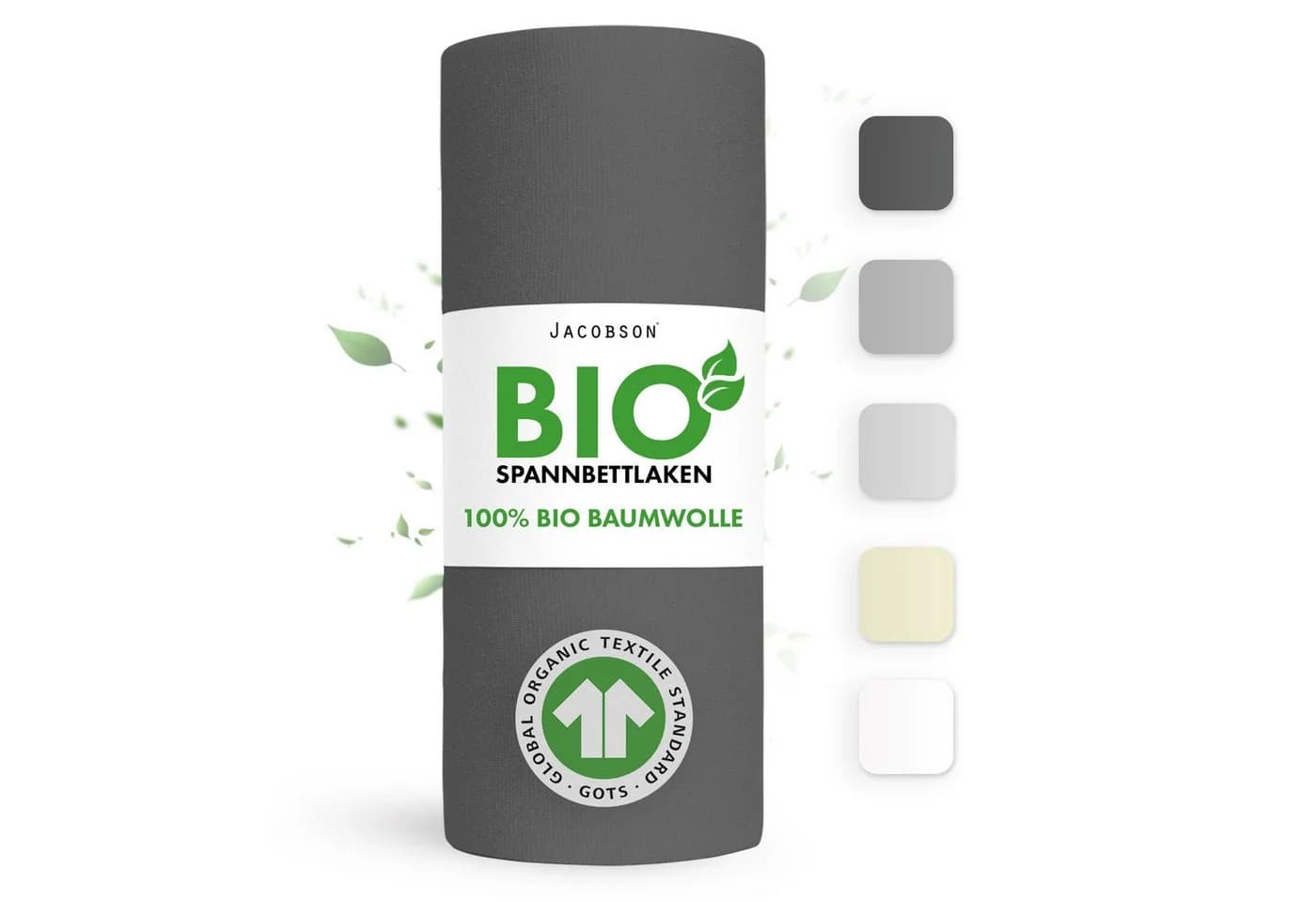 Jacobson Spannbettlaken BIO Jersey Grau 100% Baumwolle - Bild 2