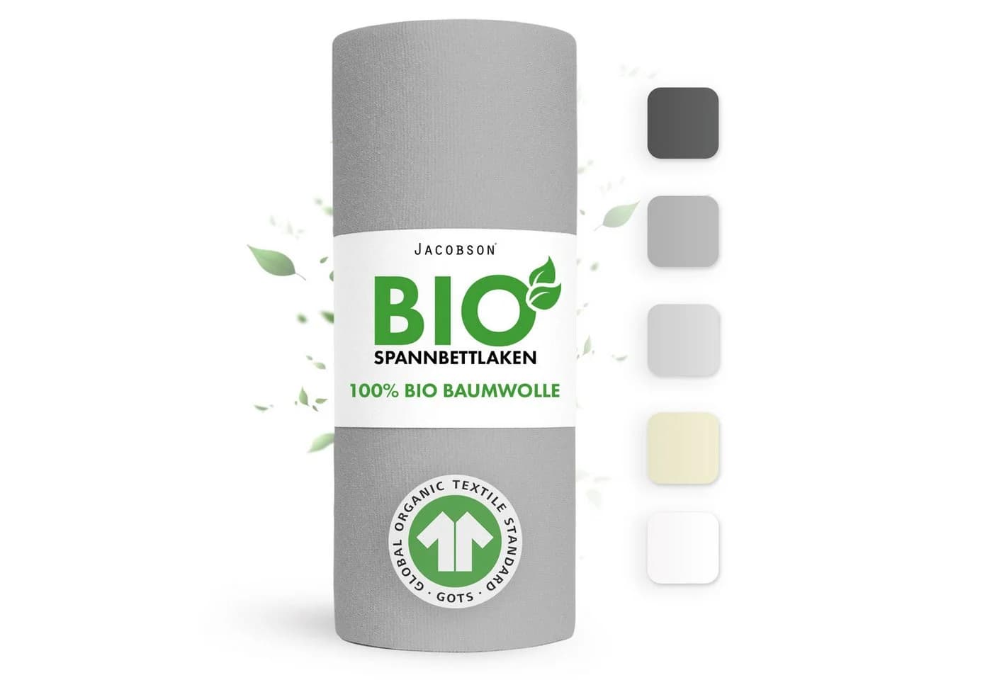 Jacobson Spannbettlaken BIO Jersey Grau 100% Baumwolle - Bild 2